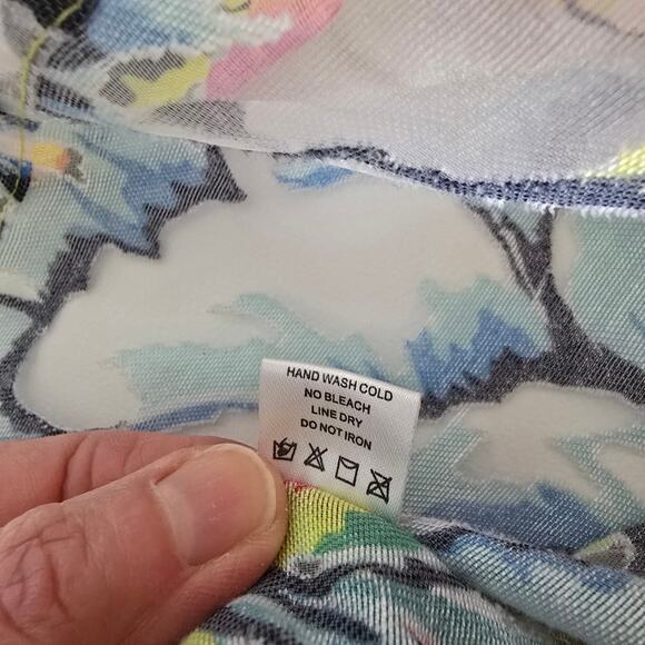 Erin London Floral Bohemian Art To Wear Semi Sheer Blouse Abstract Artsy Fairy L - Picture 10 of 13